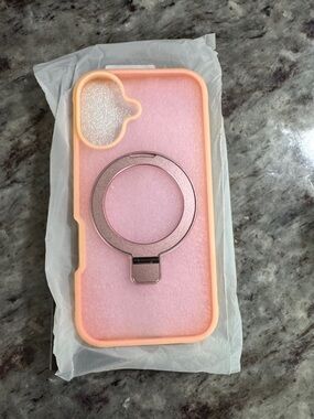 Pink Silicone Phone Case with Ring Holder - Compatible Cell Phone Accessory